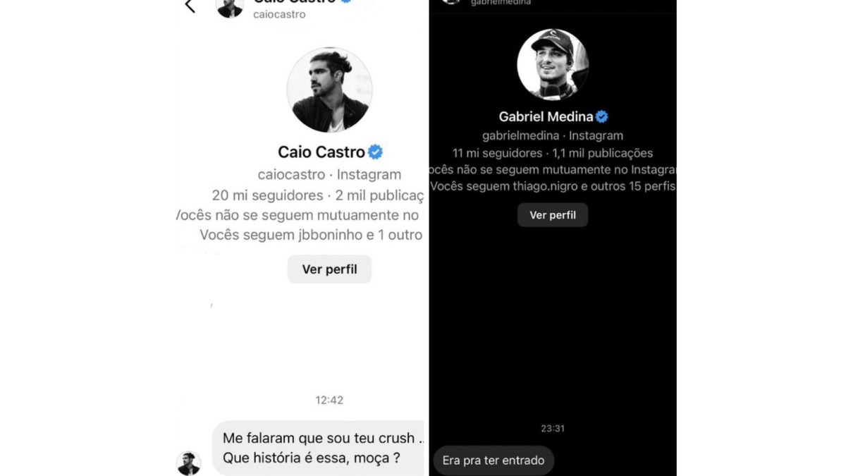 Caio Castro e Gabriel Medina mandaram mensagem para Juliana (Foto: Reprodução/Redes Sociais)