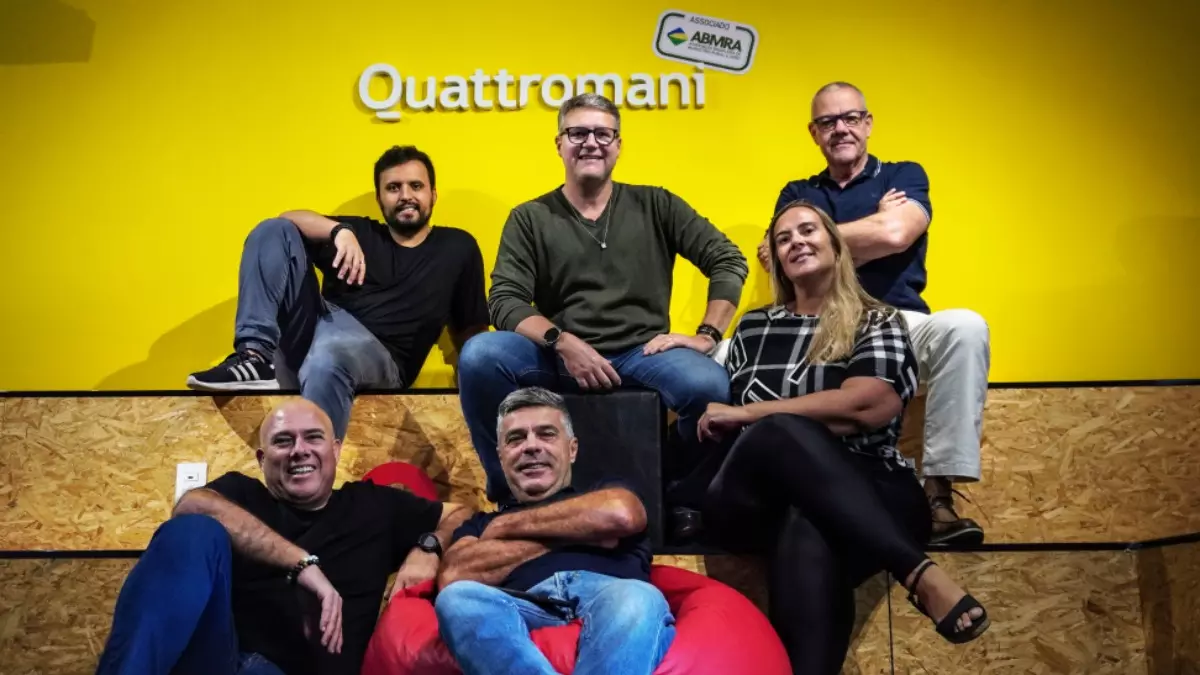 (esquerda à dir.) Lucas Pires, Fernando Luiz Cezário, Rinaldo Rodrigues, Ricardo Macedo, Lázaro Moreto e Andressa Cezário: sócios da Quattromani com os dois pés no agronegócio