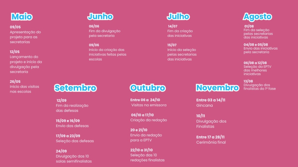 Calendário do EPTV na Escola 2025 - Crédito: Divulgação