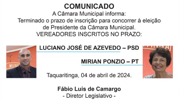 Luciano José de Azevedo (PSD) e Miriam Ponzio (PT) concorrem à Câmara/ Prefeitura de Taquaritinga