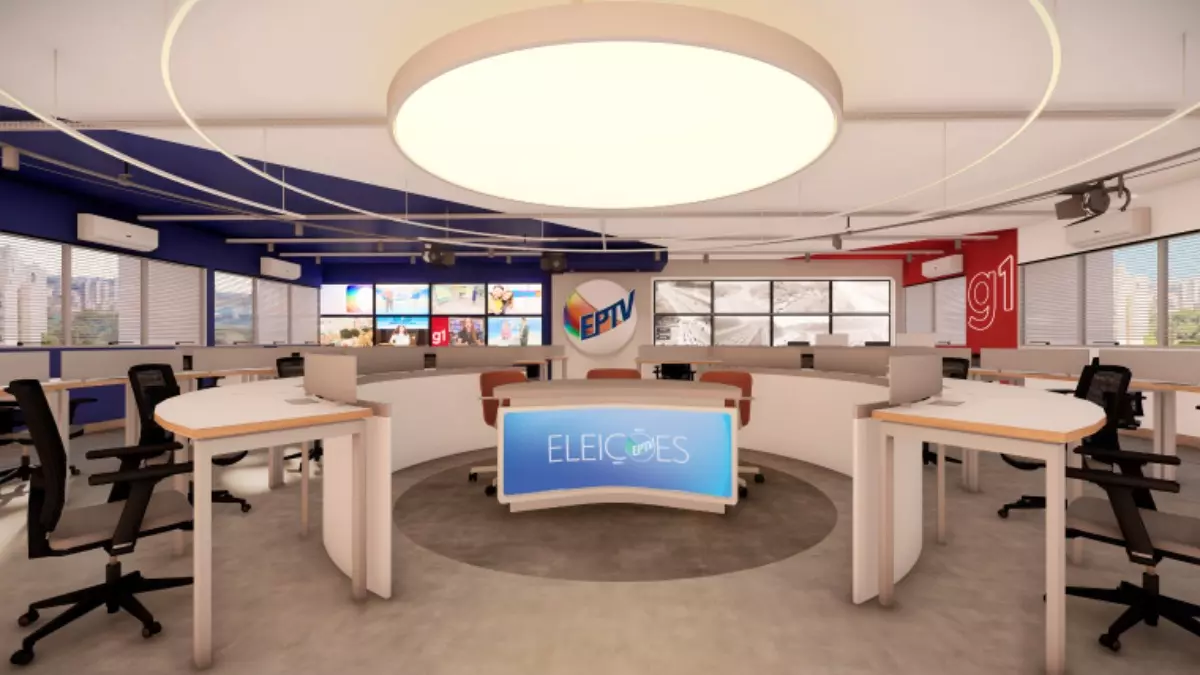 Estúdio da Central de Eleições do Grupo EP, que realiza sua maior cobertura eleitoral neste ano