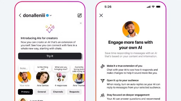 Meta lança conversa com clones digitais de influencers reais no Instagram