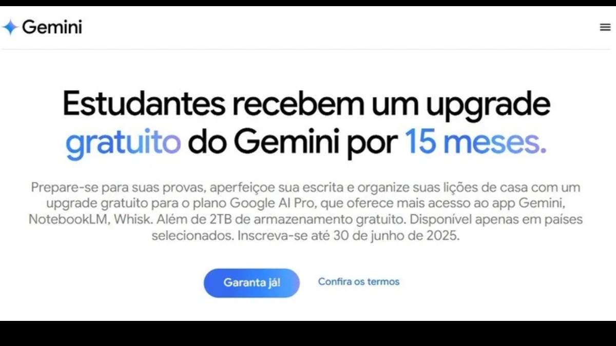 Gemini Pro possui extensa lista de benefícios (Foto: Reprodução/Google)