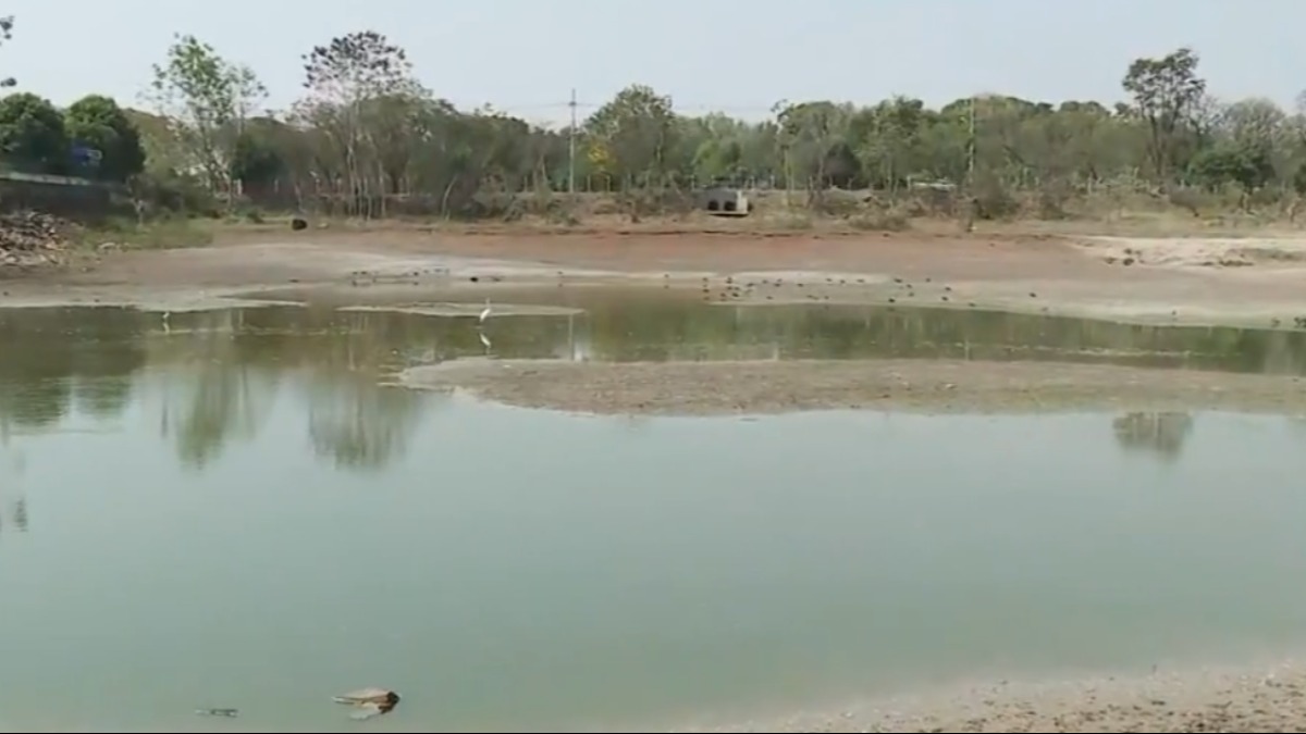 Lagoa do Saibro fica com bancos de areia visíveis com a baixa dos níveis