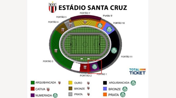 Mapa de setores do estádio Santa Cruz - Foto: Divulgação
