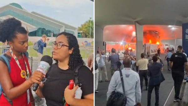 Mirella Archangelo em incêndio da COP 30 - Foto: Redes Sociais