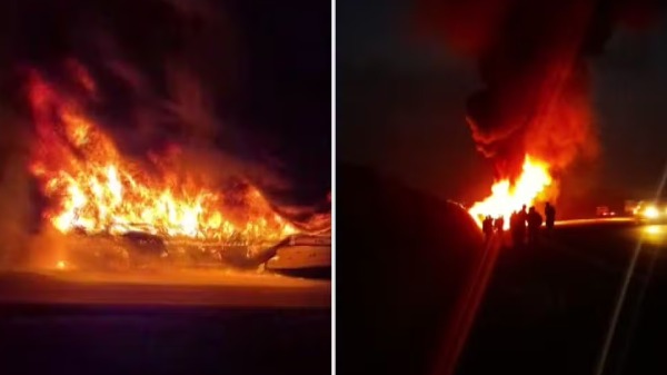 Ônibus que transportava estudantes foi destruído por incêndio em Pitangueiras - Foto: Redes sociais