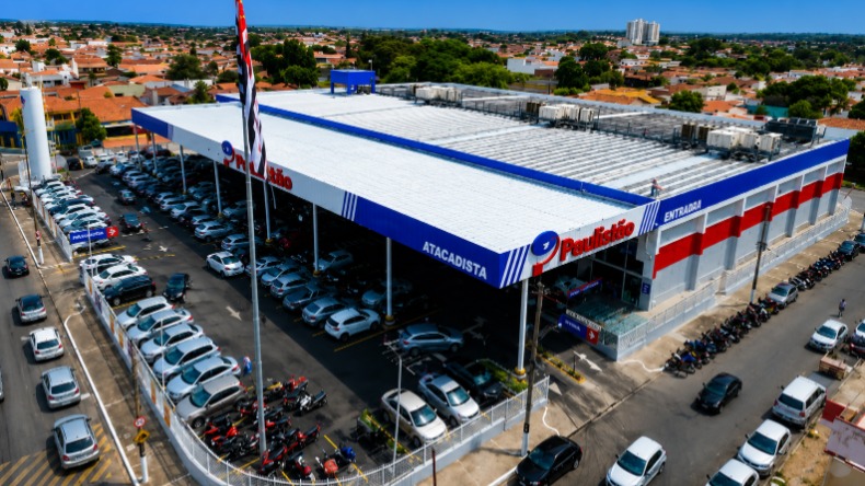 Primeira unidade do Paulistão Atacadista, inaugurada em 2022, em Rio Claro (SP). O novo formato marcou o Grupo Savegnago no segmento de atacarejo - Crédito: Divulgação
