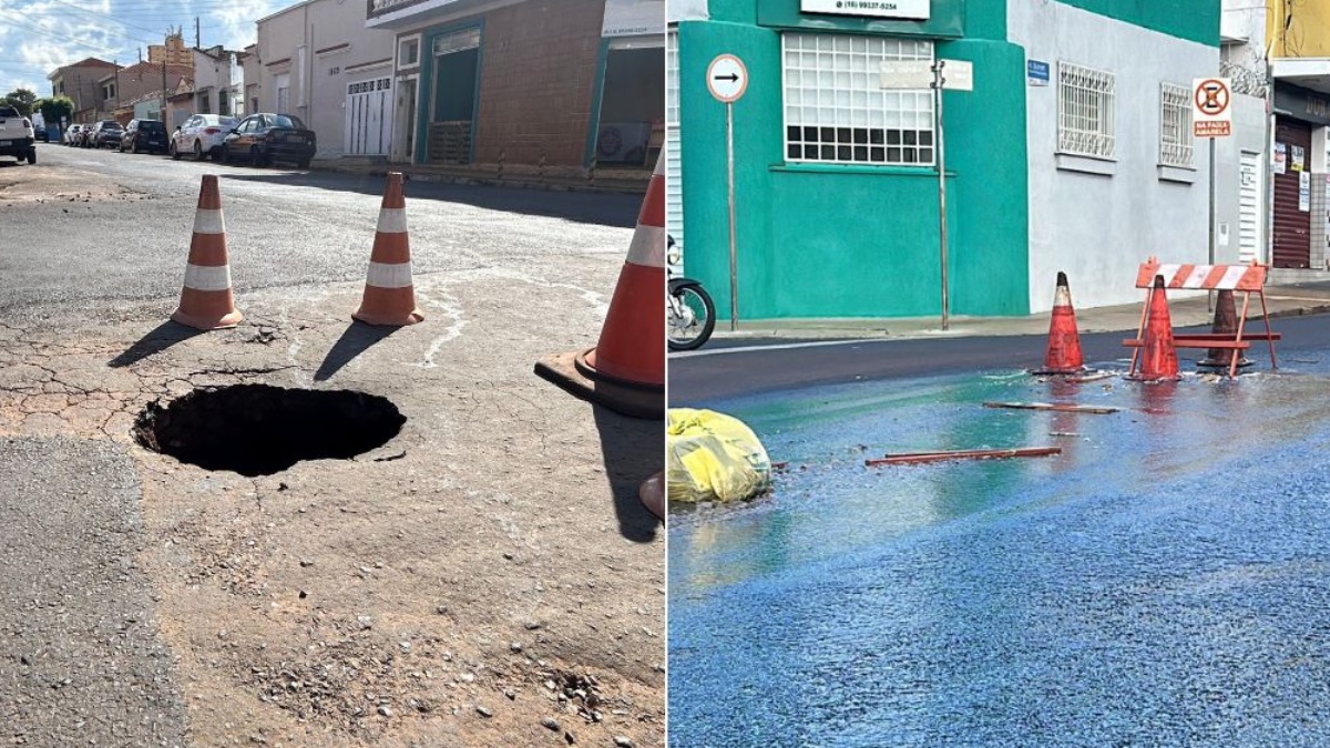 Buraco nos Campos Elíseos e vazamento de esgoto no Jardim Paulista incomodam a população