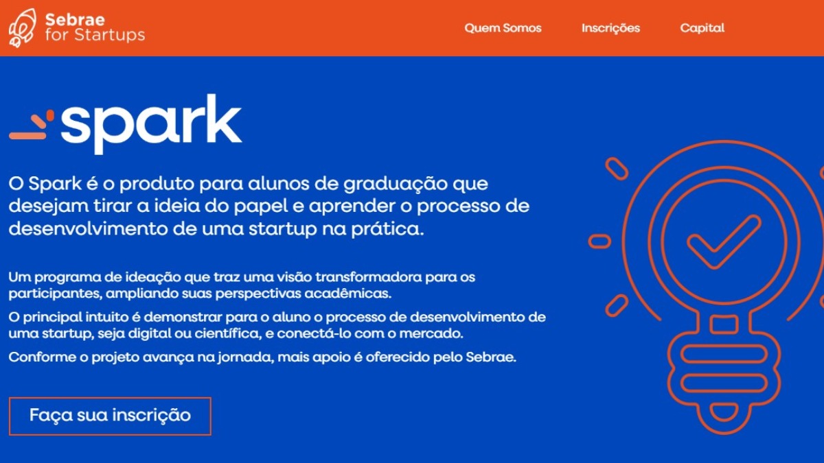 Sebrae tem inscrições abertas para universitários interessados em iniciar uma startup