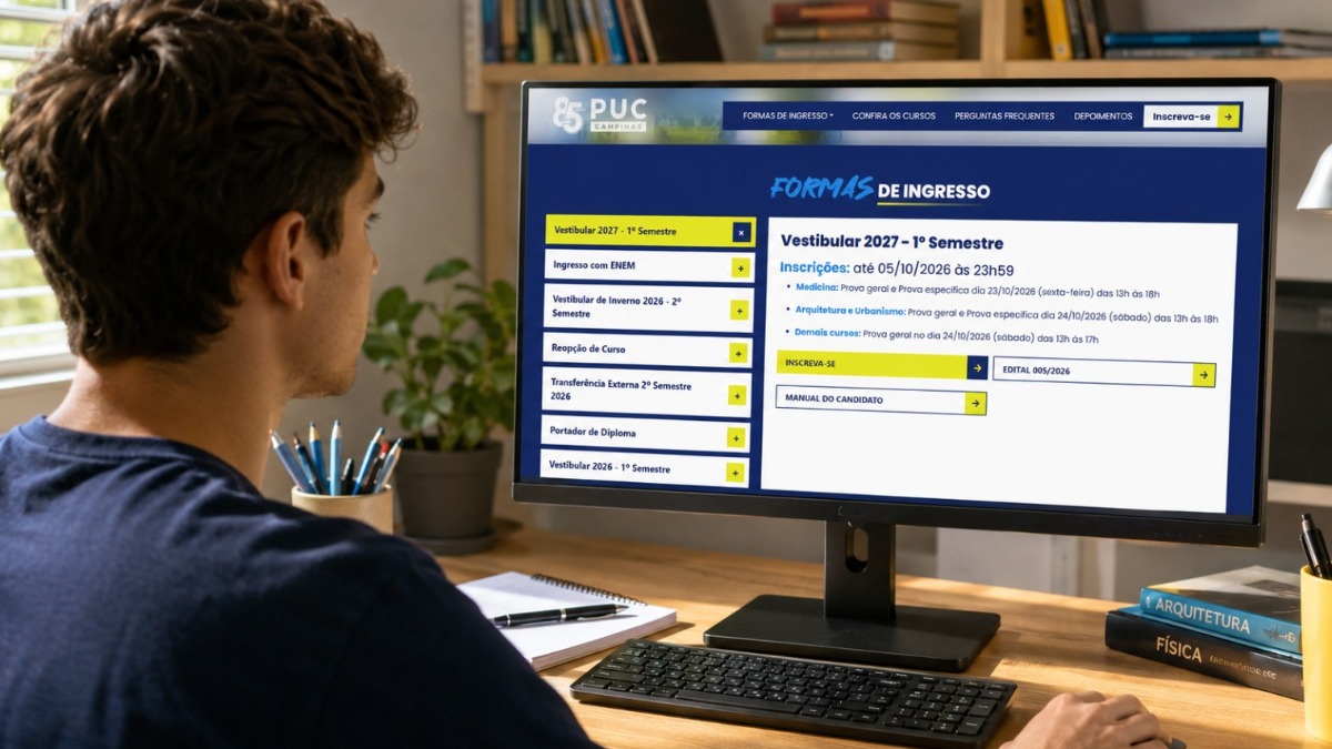 Inscrições para o vestibular podem ser feitas até 5 de outubro, mas valores têm descontos para quem se inscrever antes (Foto: Imagem gerada por IA + Reprodução)