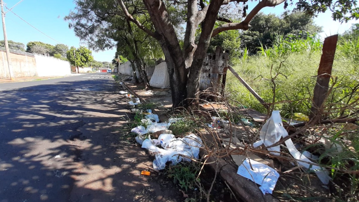 Terreno abandonado no bairro Valentina Figueiredo tem mato alto e virou depósito de lixo